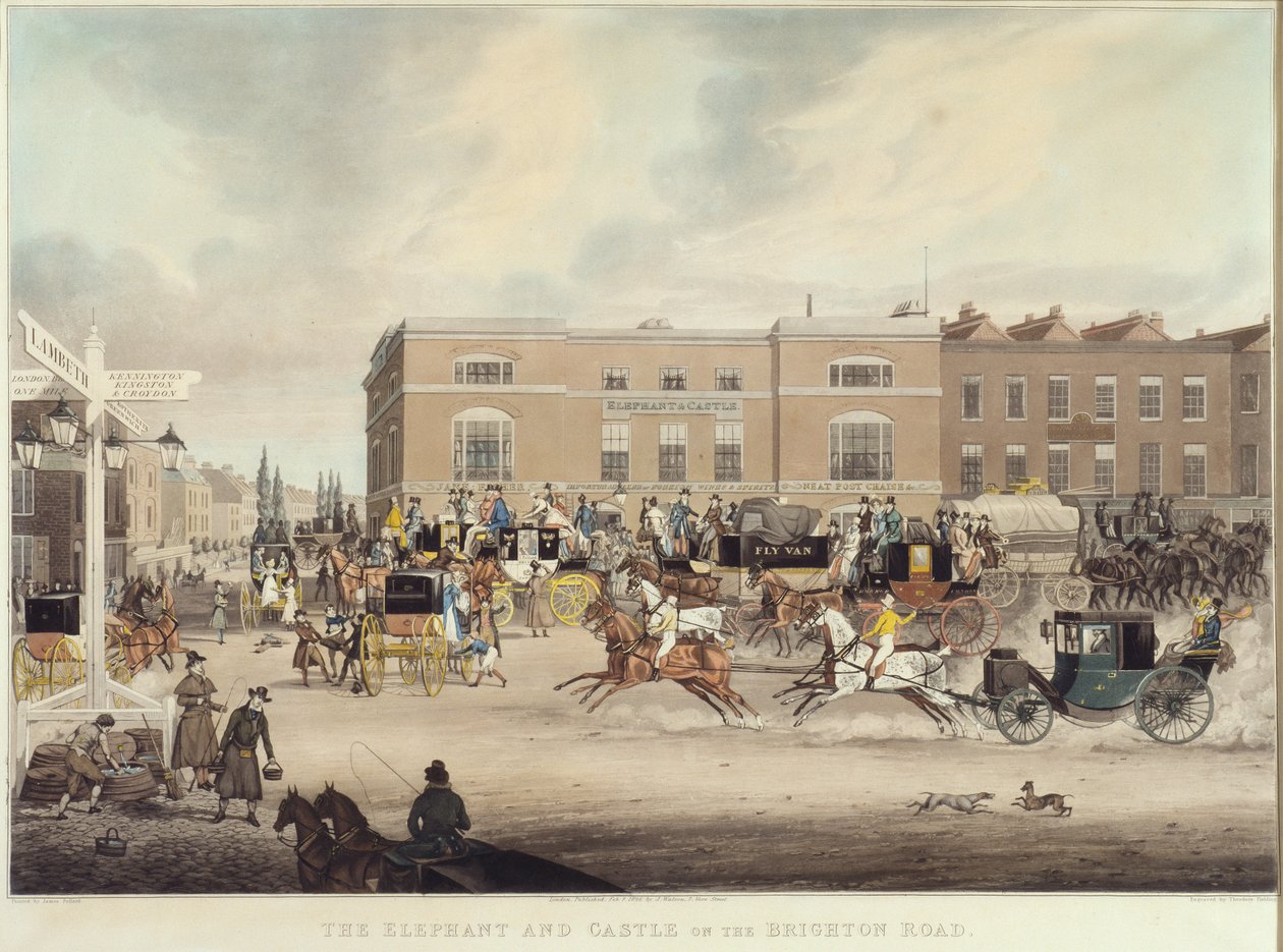 The Elephant and Castle on the Brighton Road by James Pollard