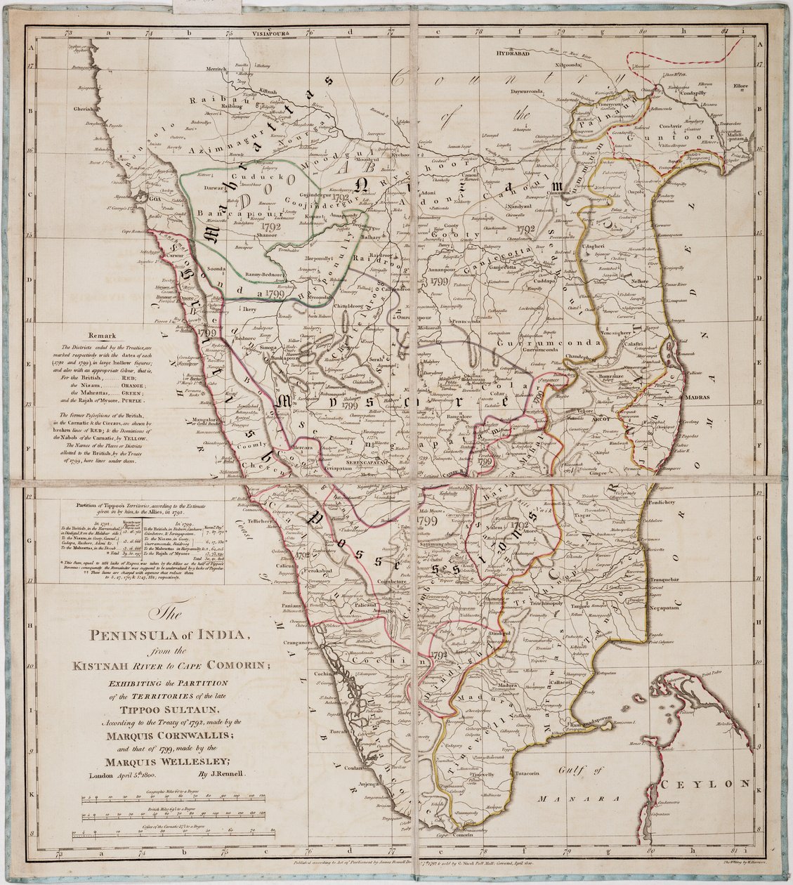 The Peninsula of India from the Kistnah River to Cape Comorin by James Rennell