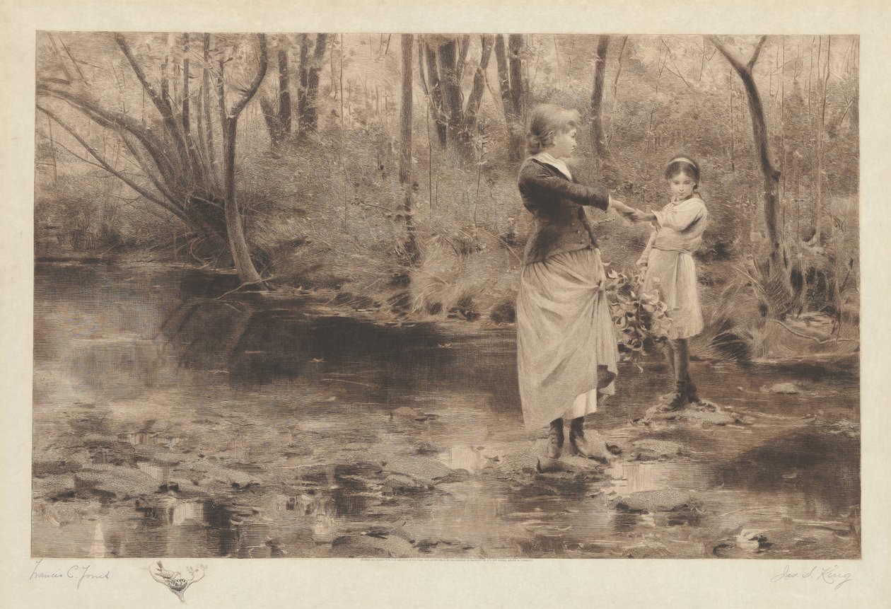 Untitled (Crossing a Brook in the Woods) by James S. King
