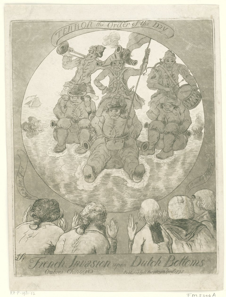 Caricature of the French Invasion, 1795 (French Invasion upon Dutch Bottoms. Ombres Chinoises / Terror the Order of the Day) by James Sayers