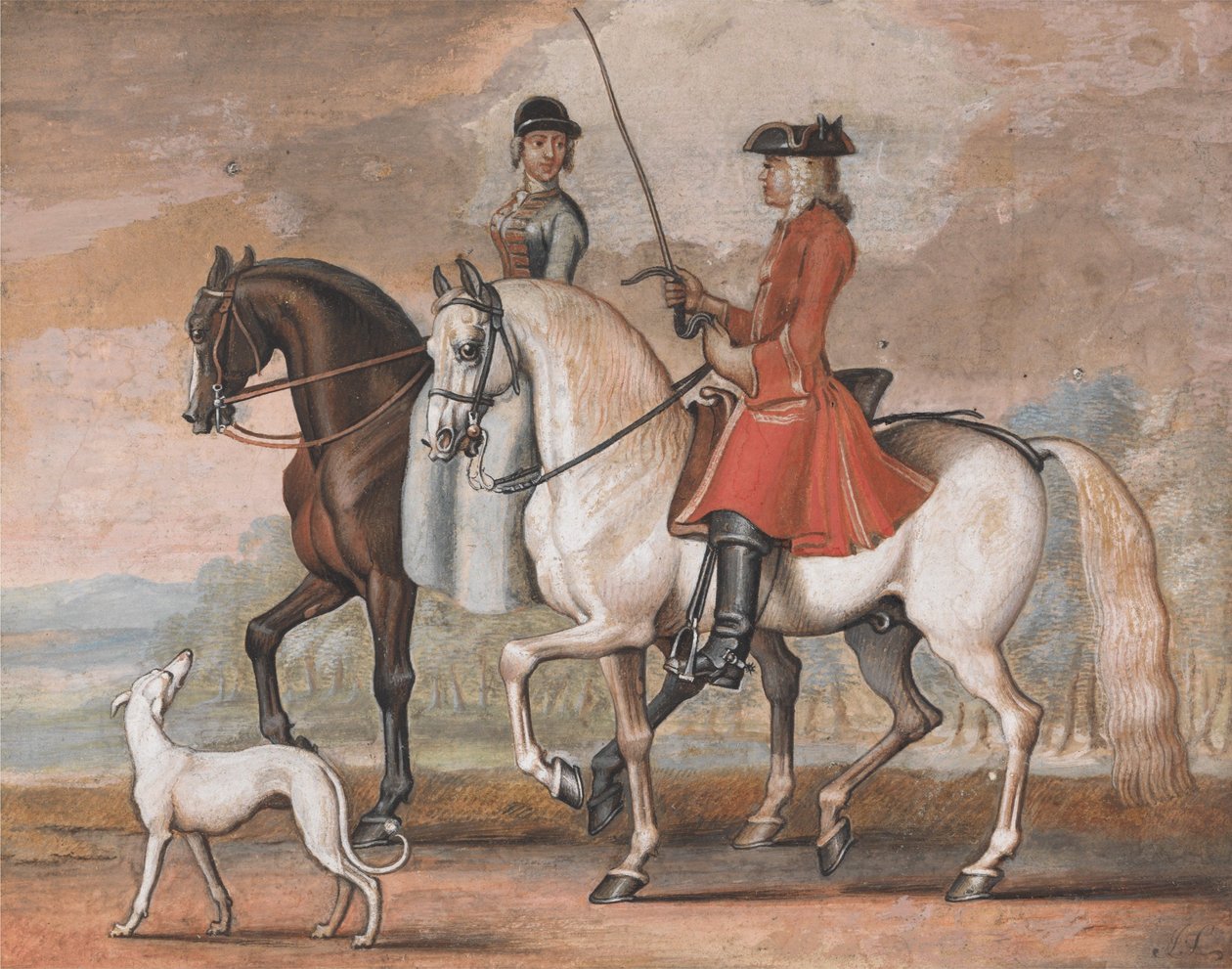 A Gentleman on a Managed Horse Riding Out With a Lady by James Seymour