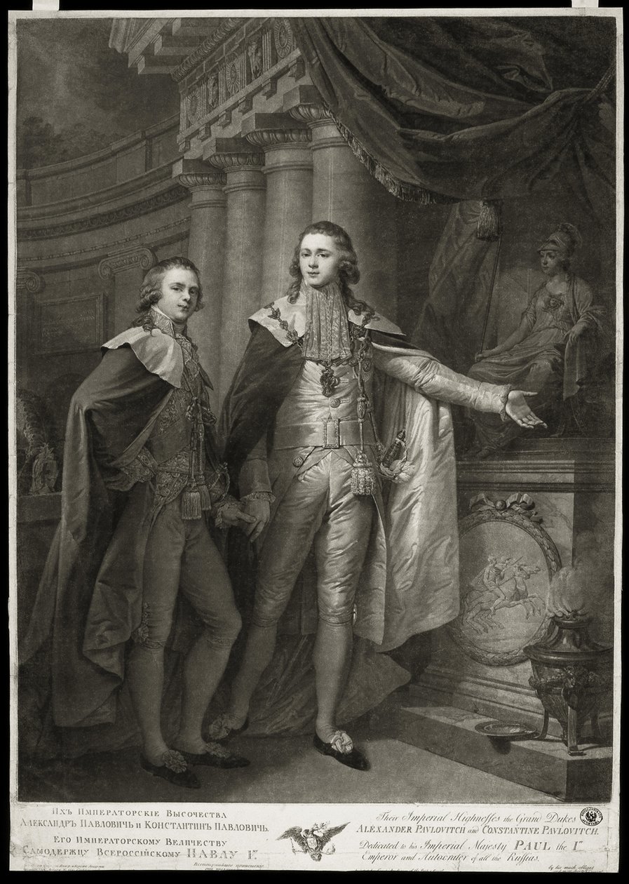 Portrait of Grand Dukes Alexander Pavlovich and Constantine Pavlovich of Russia by James Walker