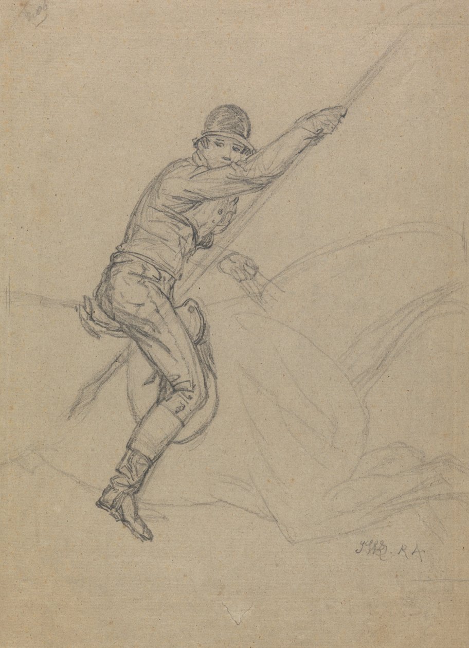 Sir Charles Blunt Hunting the Boar and Escaping from the Tiger: a study for one of a set of four paintings made in 1815 by James Ward