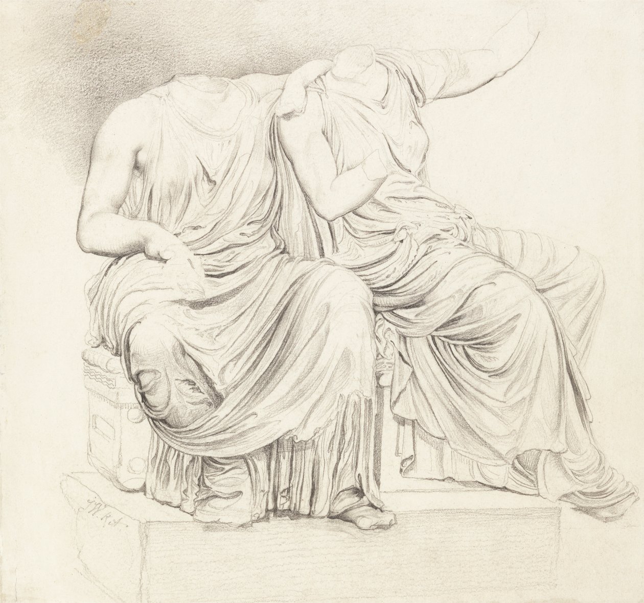 Study of Two Headless Classical Statues by James Ward