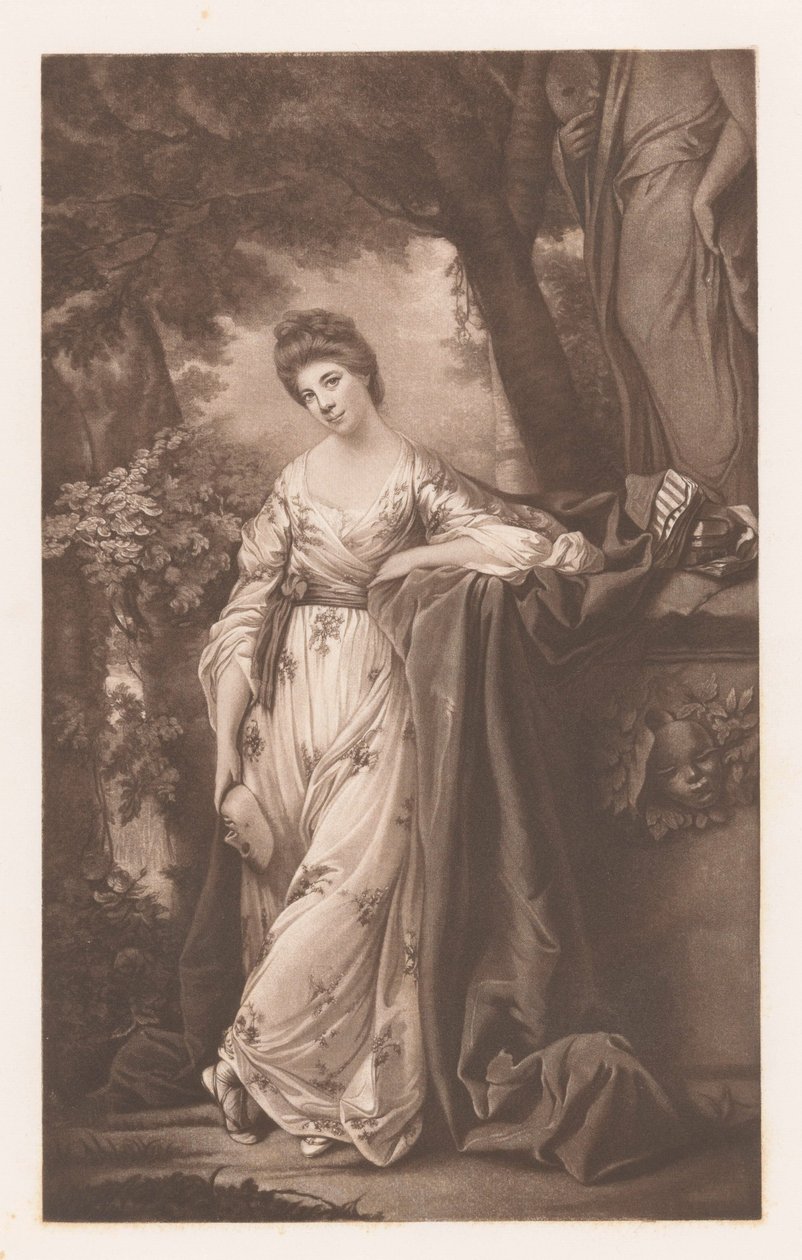 Portrait of Frances Abington-Barton as Thalia by James Watson (prentmaker)