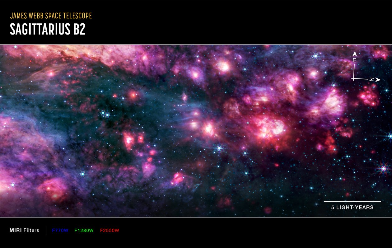 Sagittarius B2 (MIRI Compass Image) by James Webb Space Telescope (NASA)