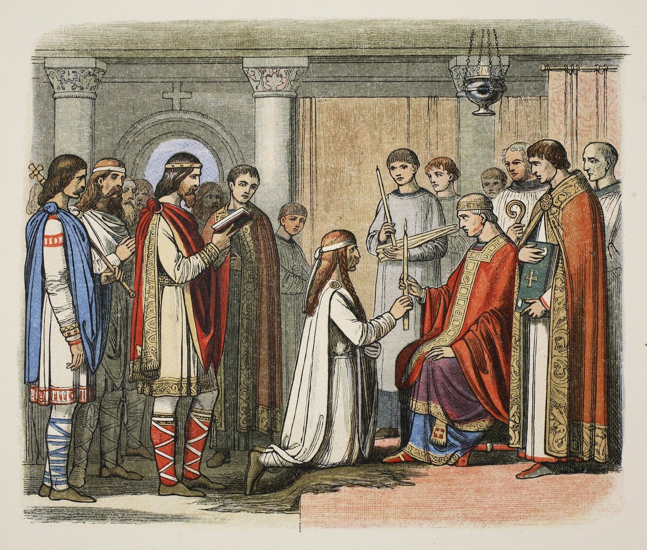 Baptism of King Guthorm, AD 878, from A Chronicle of England BC 55 to AD 1485, pub. London by James William Edmund Doyle