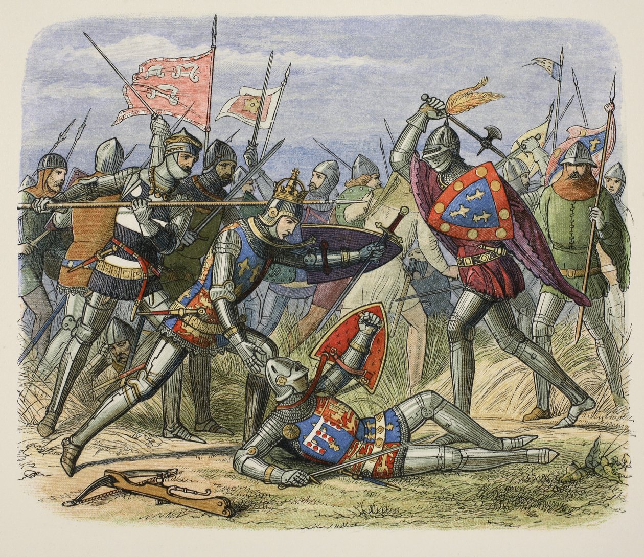 Henry V attacked by the Duke of Alencon on the battlefield by James William Edmund Doyle