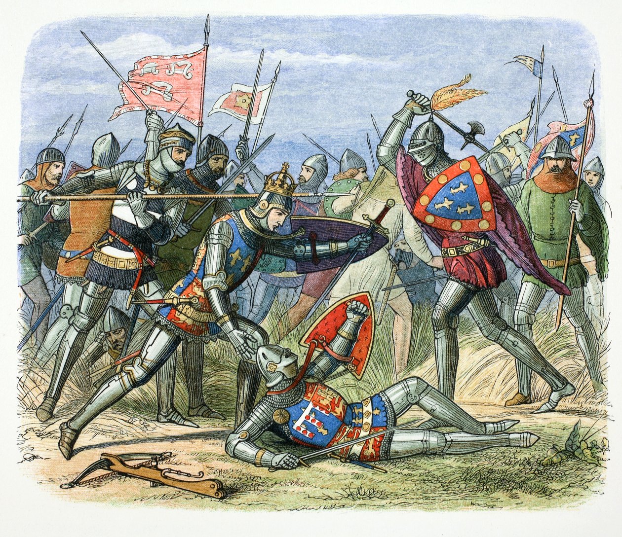 Henry V of England Attacked by the Duke of Alençon at the Battle of Agincourt, 1415 by James William Edmund Doyle