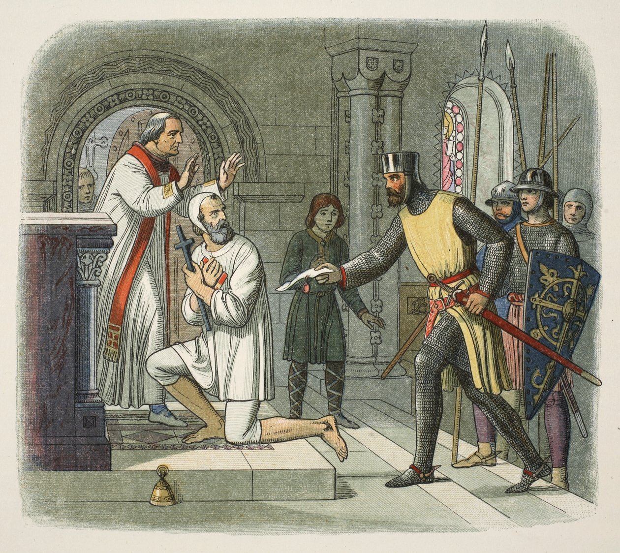 Hubert taken from sanctuary at Boisars, 1232, from A Chronicle of England BC 55 to AD 1485, pub. London by James William Edmund Doyle
