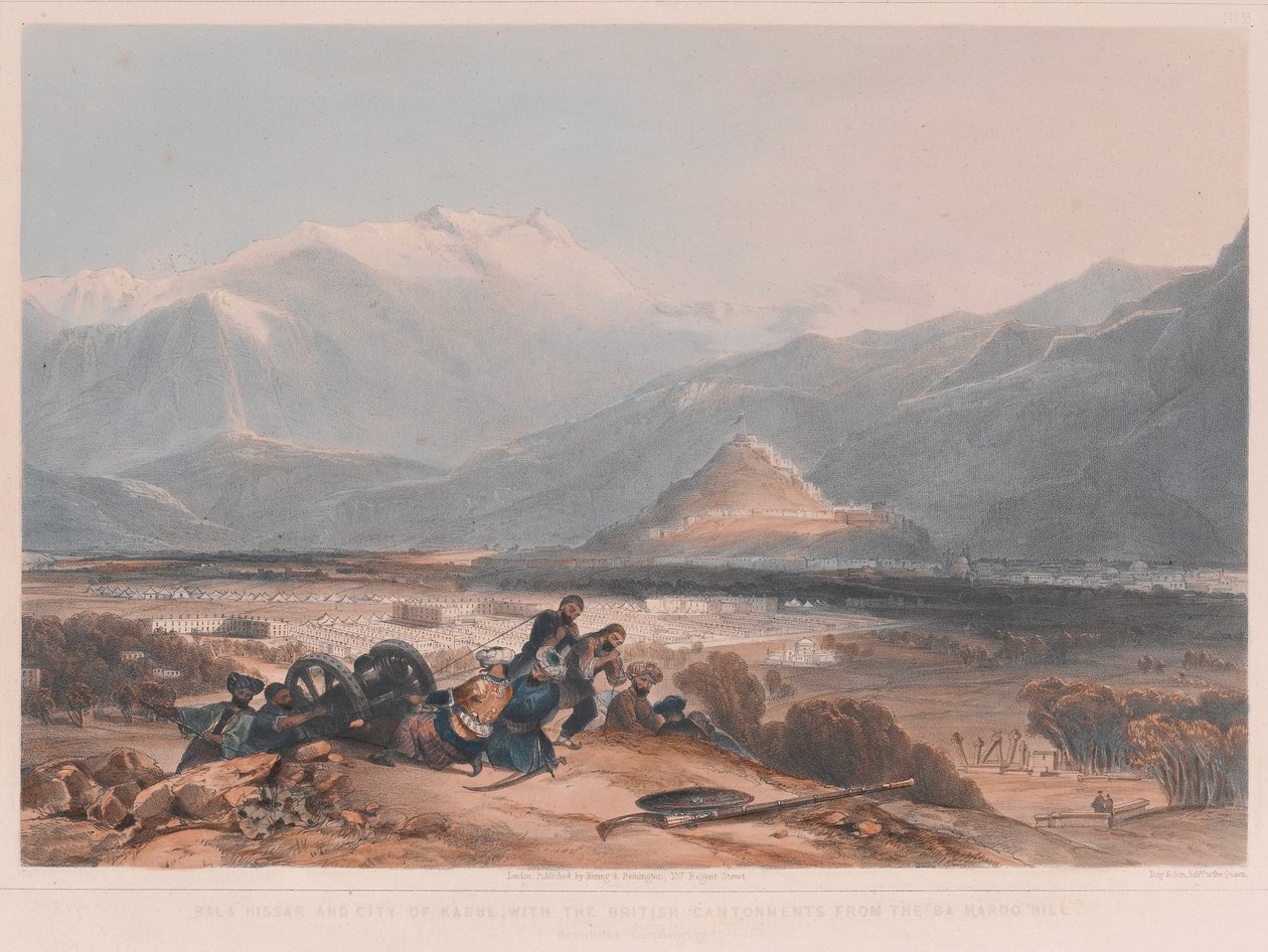 View of Bala Hissai and the City of Kabul, with the British Cantonments from the Ba Marco Hill by James after Rattray