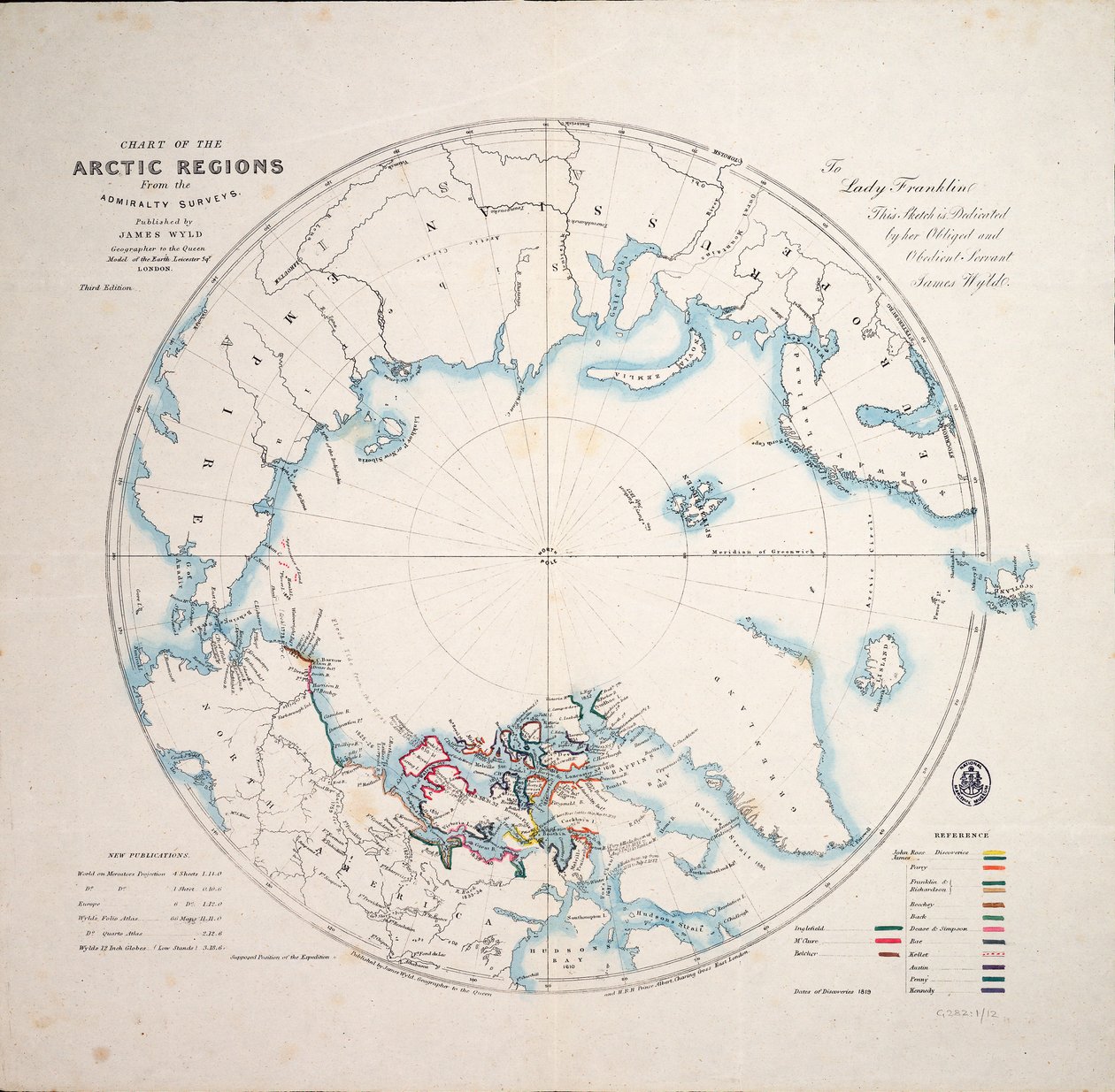 Chart of the Arctic Regions from the Admiralty Surveys, Third Edition by James the Younger Wyld
