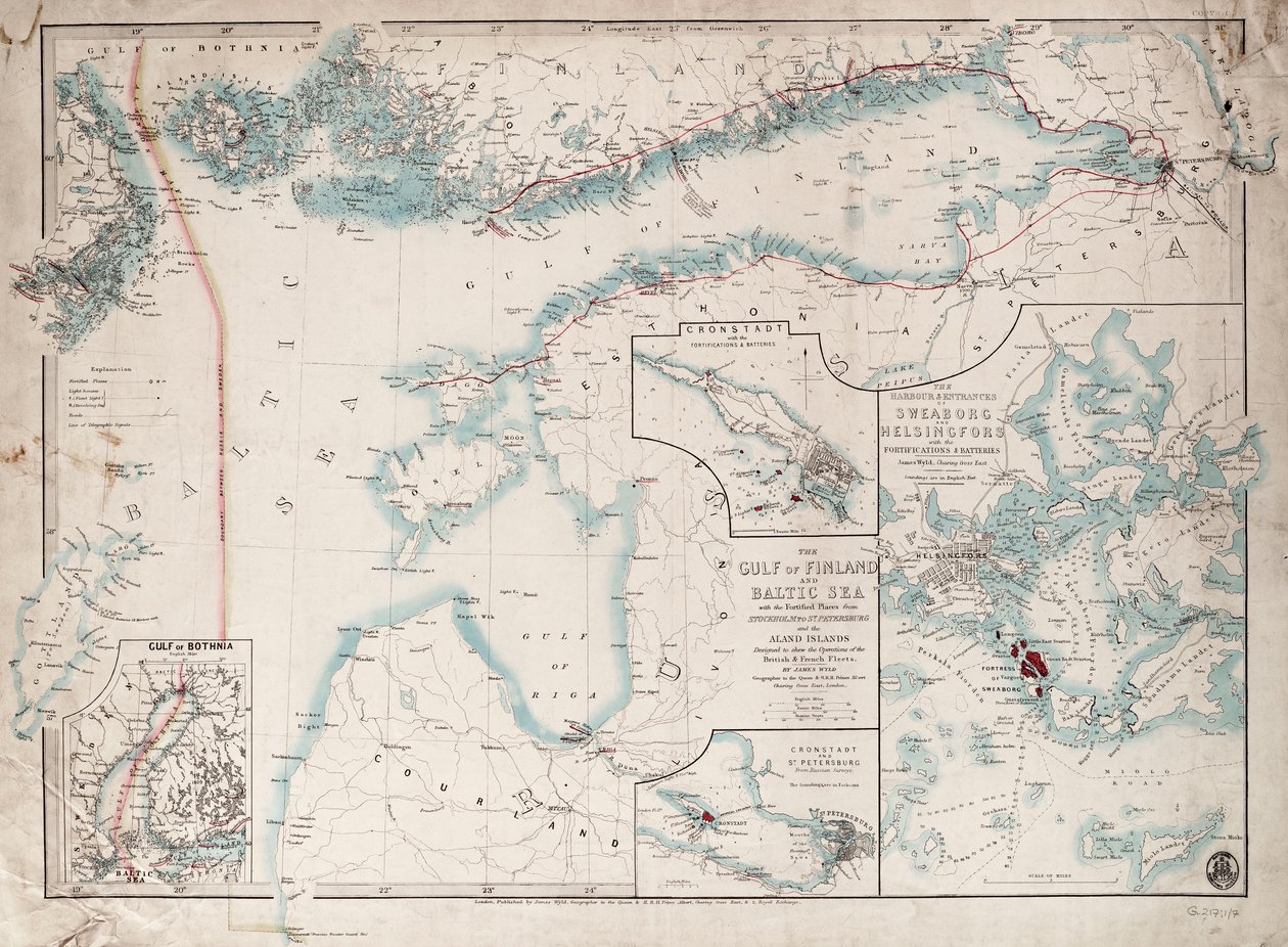 Chart of the Gulf of Finland and Baltic Sea by James the Younger Wyld