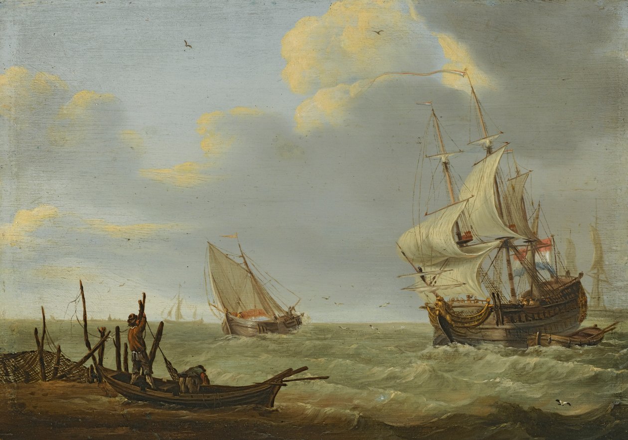 Vessels in a Breeze by Jan Claesz Rietschoof