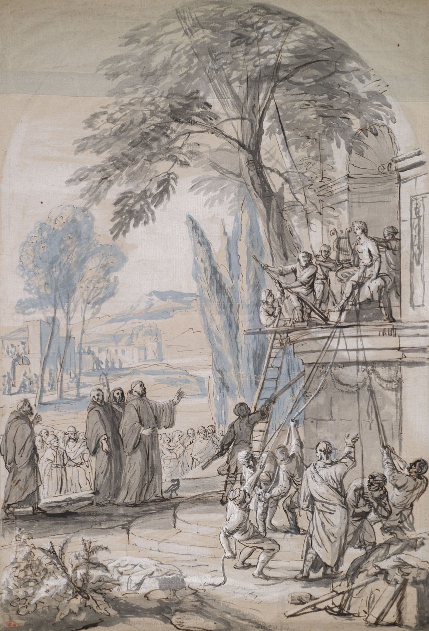 Erecting a Statue in a Building Niche by Jan Erasmus Quellinus