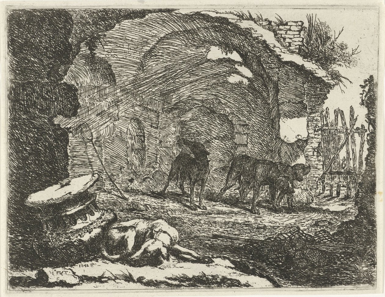 Four Dogs at a Ruin by Jan Fyt