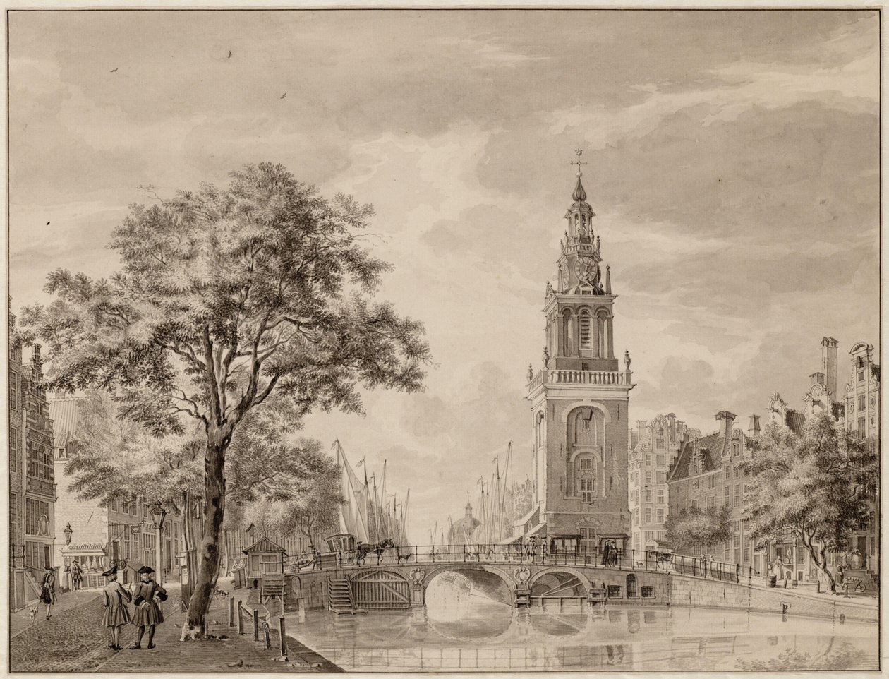 The Torensluis and the Jan Rodenpoortstoren. Drawing. Amsterdam, City Archives Amsterdam by Jan de Beijer