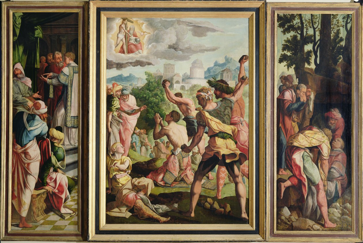 The Sermon, Stoning and Entombment of St. Stephen, from the Polyptych of St. Stephen and St. James the Greater, c.1541 by Jan van Scorel