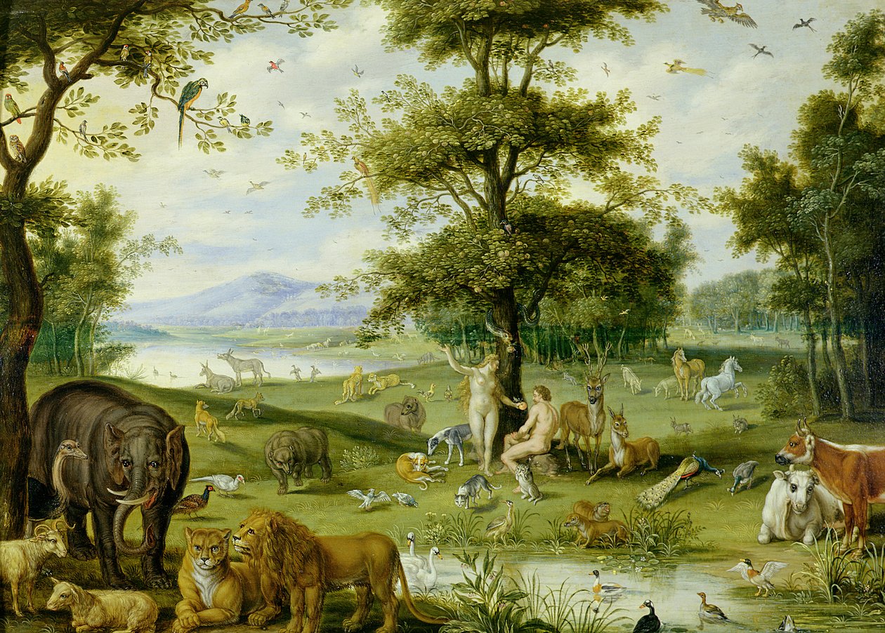 Adam and Eve in the Garden of Eden by Jan (studio of) Brueghel