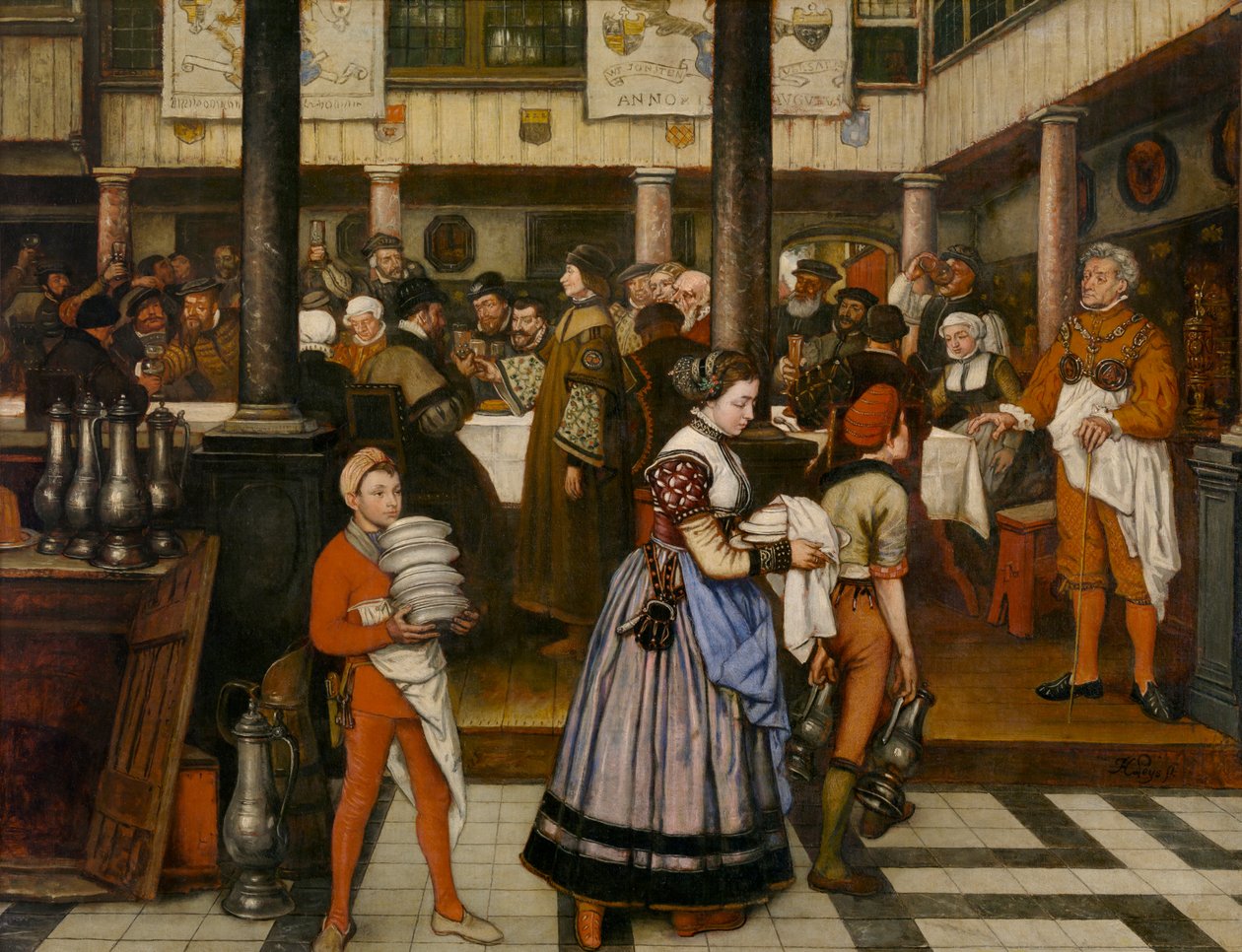 Frans Floris Attending a Banquet of the Guild of Saint Luke by Jan August Hendrik Baron Leys