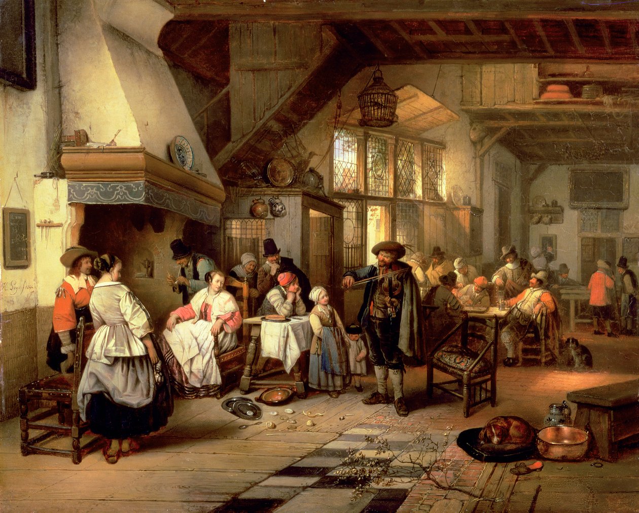 Interior of a Tavern with a Blind Fiddler, 1844 by Jan August Hendrik Leys