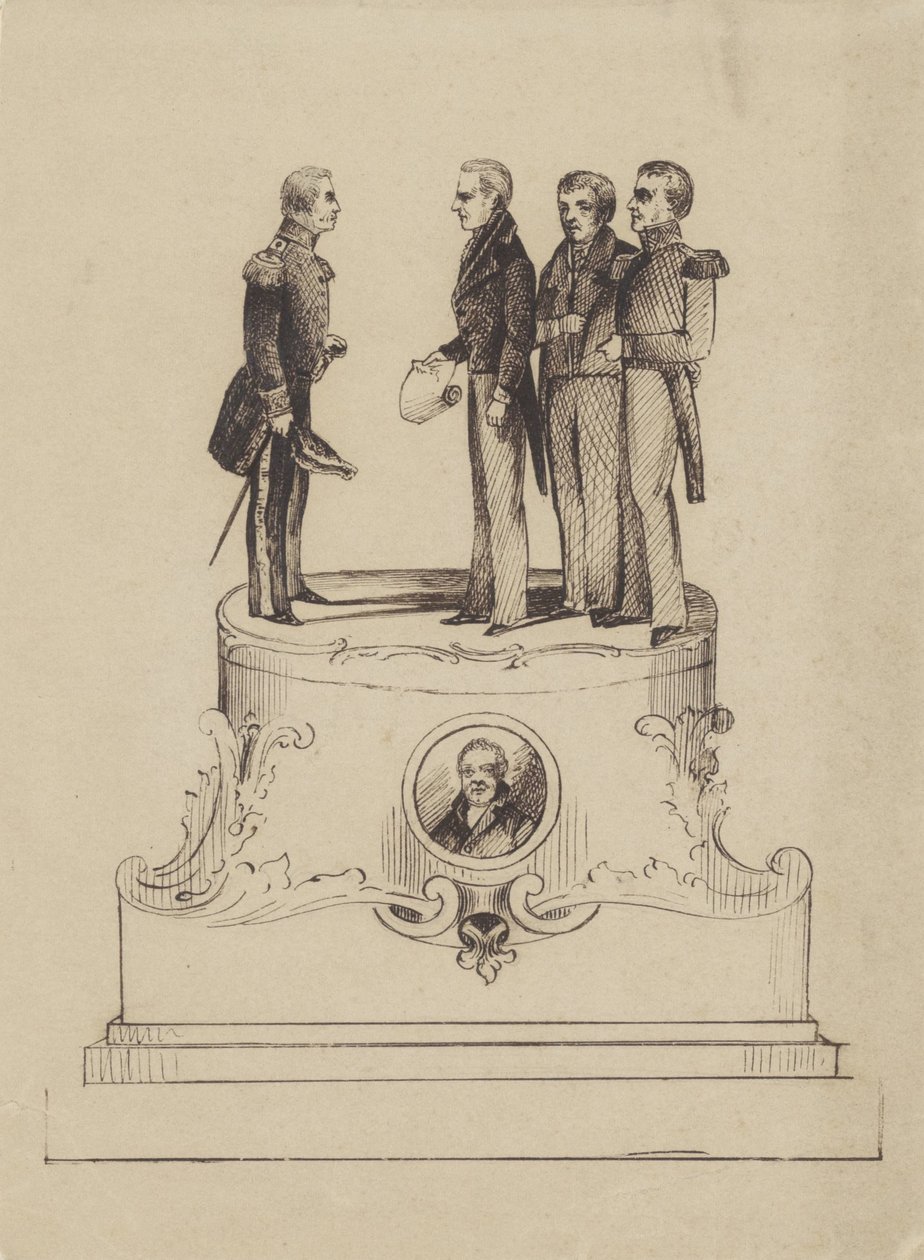 Design for Monument for 50 Years of Independence of the Kingdom of the Netherlands in 1863 by Jan Bos