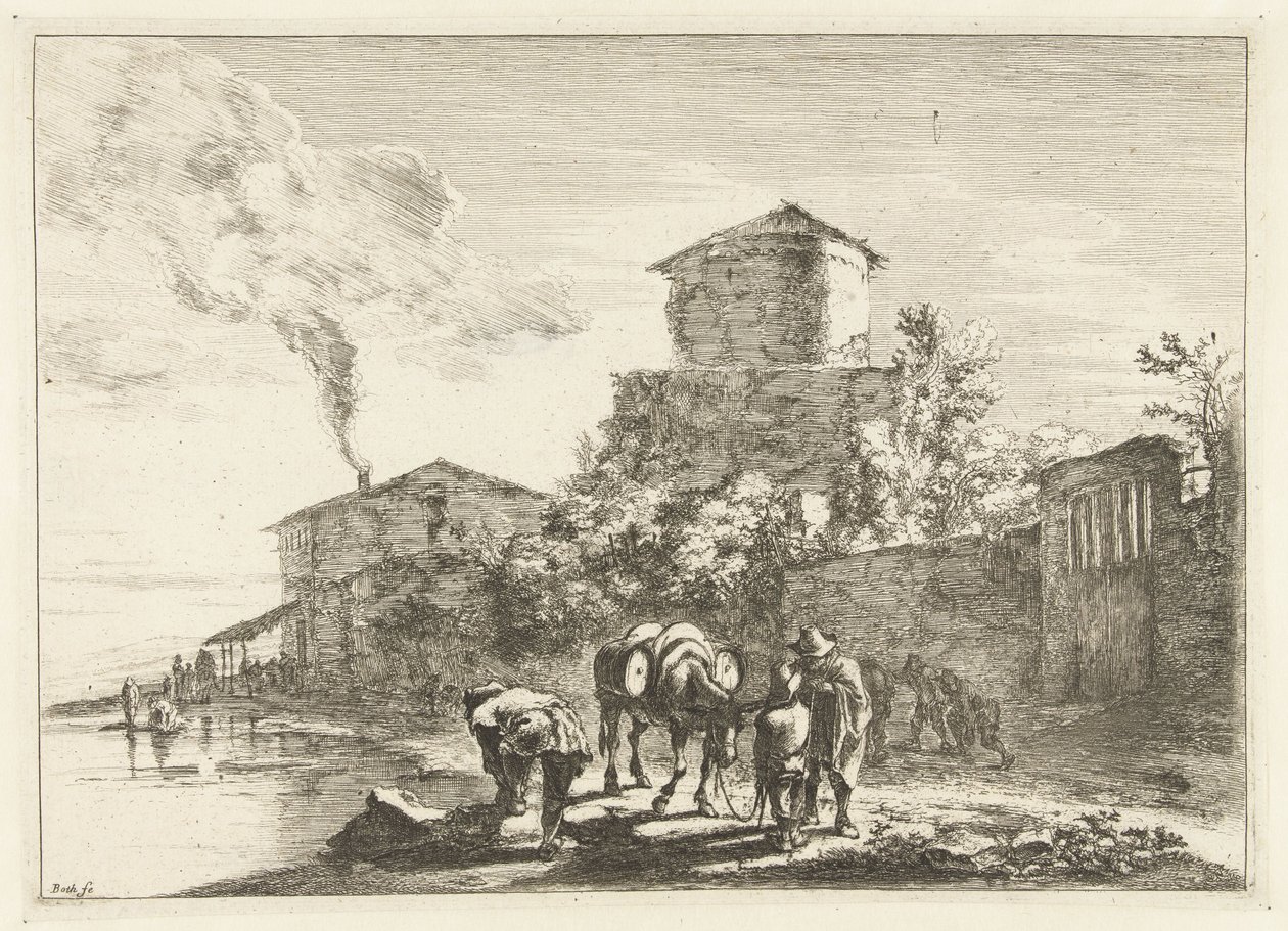 Men and a Mule Near the Via Appia by Jan Both