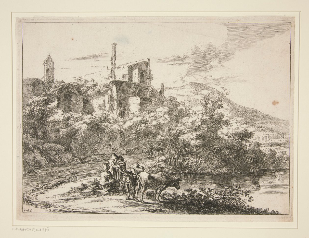 The Two Cows Near a River. Tivoli by Jan Both