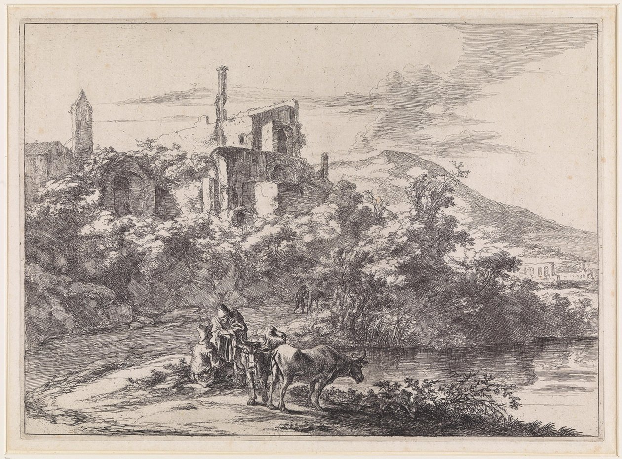 Two Cows by the Water near Tivoli by Jan Both