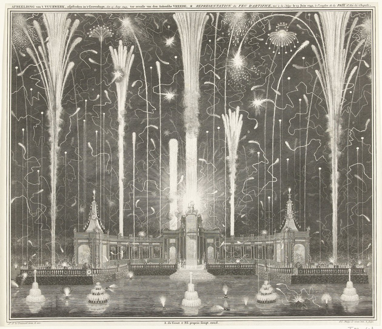 Fireworks in The Hague for the Peace of Aachen, 1749 by Jan Caspar Philips