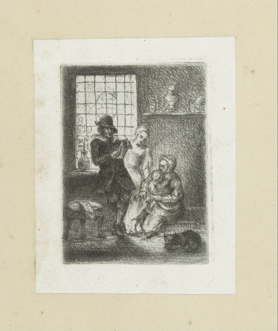 Interior with a Family (series title: The Compleat Work of Etchings by John Chalon) by Jan Chalon