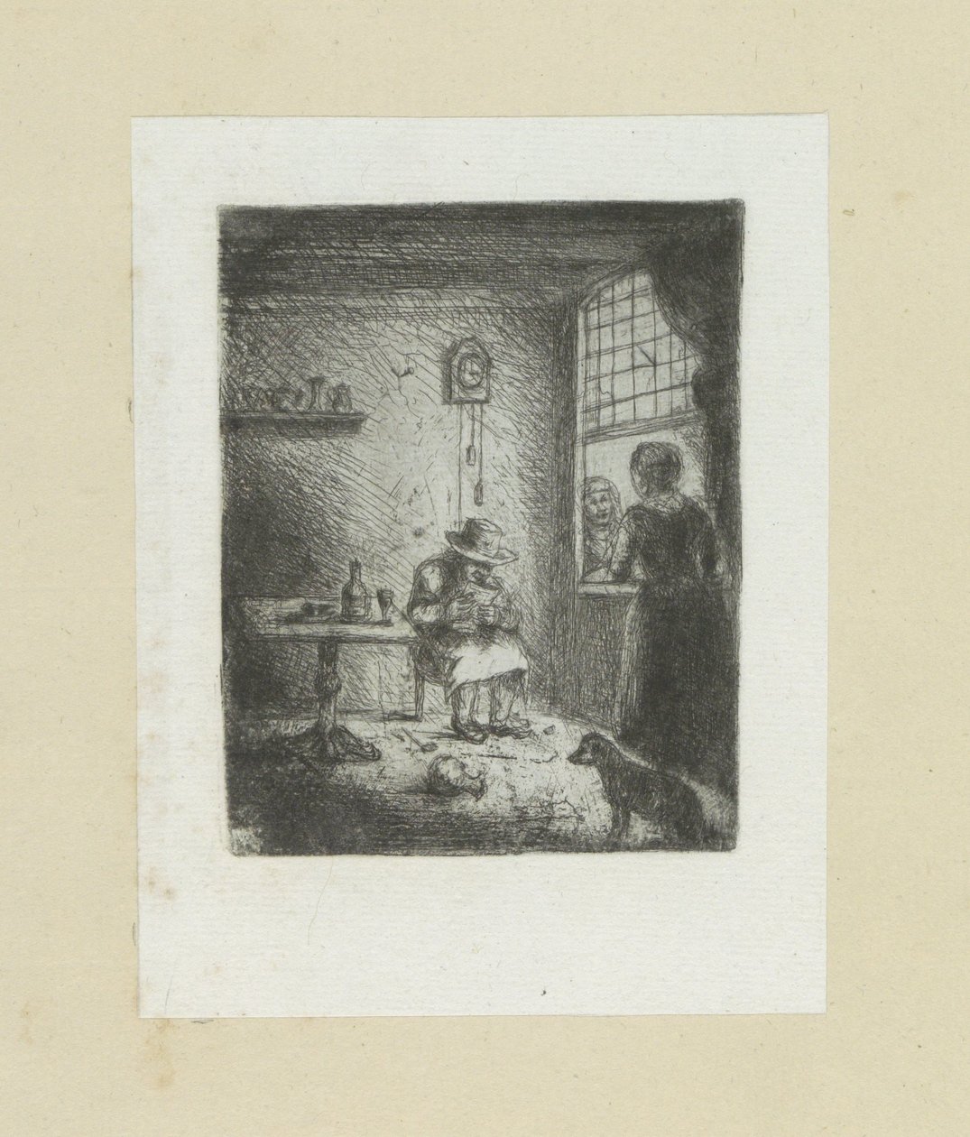 Interior with reading man by Jan Chalon
