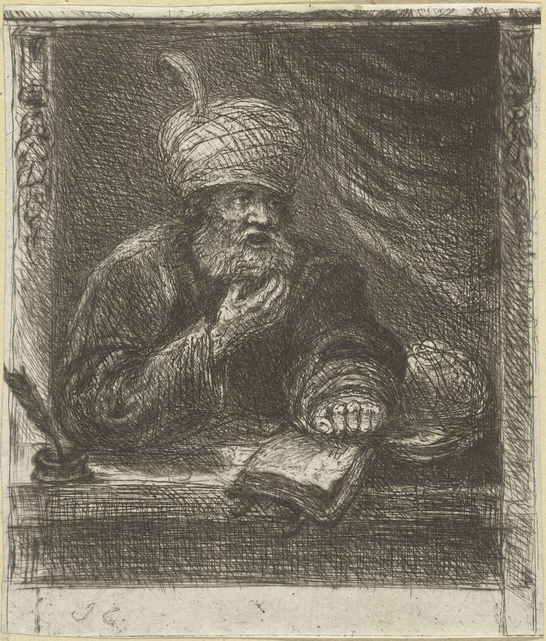 Man with Turban at a Writing Desk by Jan Chalon