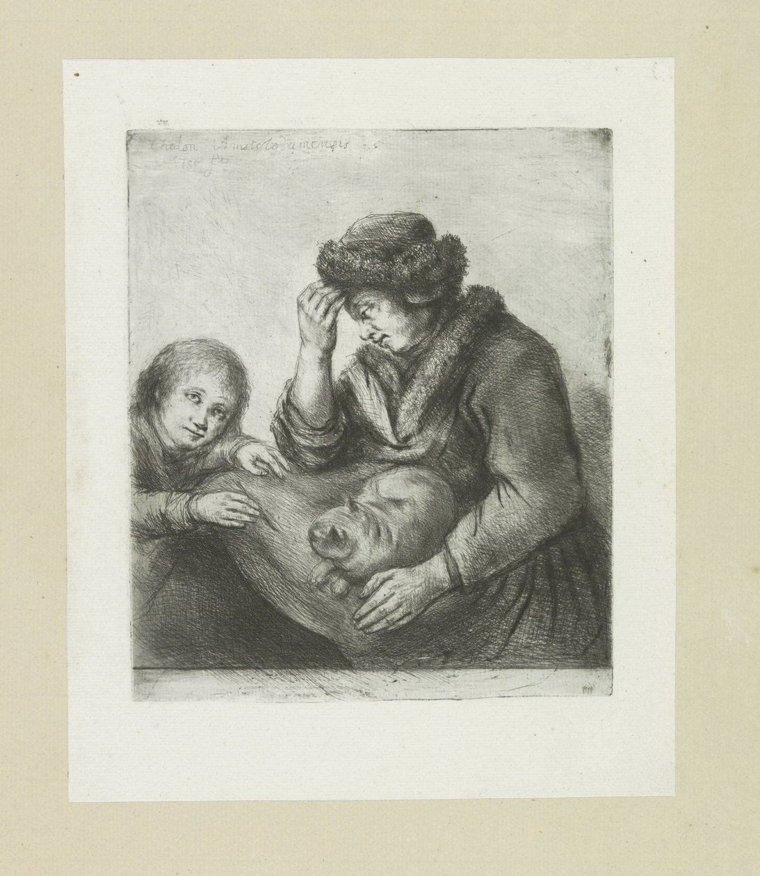 Mother with Child and Cat by Jan Chalon