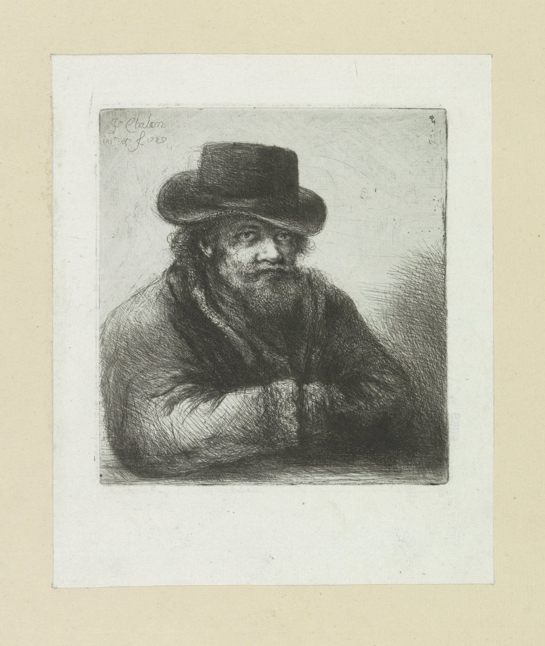 Old man with beard and hat by Jan Chalon