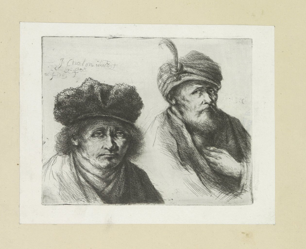 Two Men with Hat and Turban by Jan Chalon