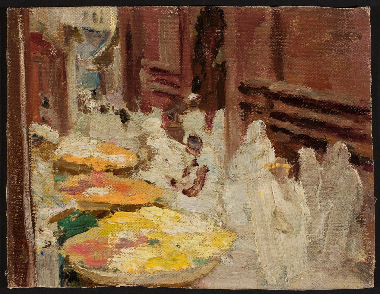 Benares. Flower Market for the Sacred Cow. From a Journey to India by Jan Ciągliński