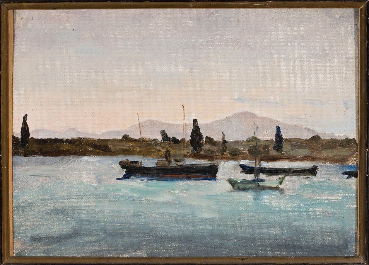 Boats by the Shore, Marmora - Tuscula. From a Journey to Palestine by Jan Ciągliński