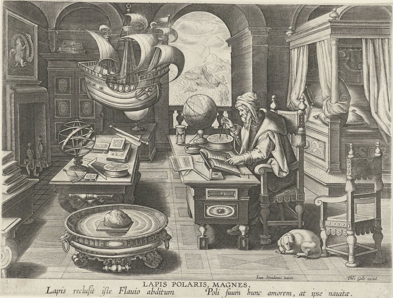 Invention of the Compass (Lapis Polaris, Magnes) (New Inventions and Discoveries) (Nova Reperta) by Jan Collaert (II) (attributed to)