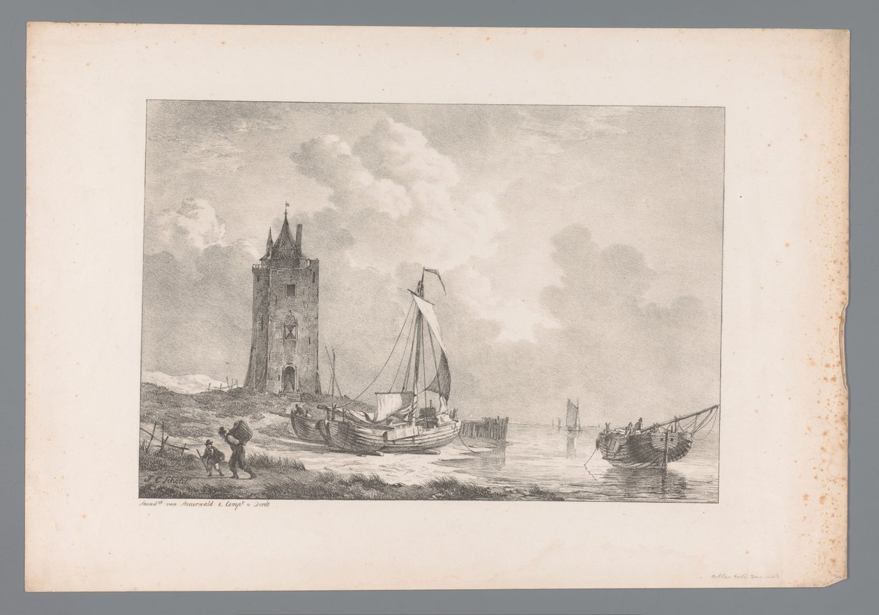 Coastal Landscape with Tower by Jan Dam Steuerwald (possibly)