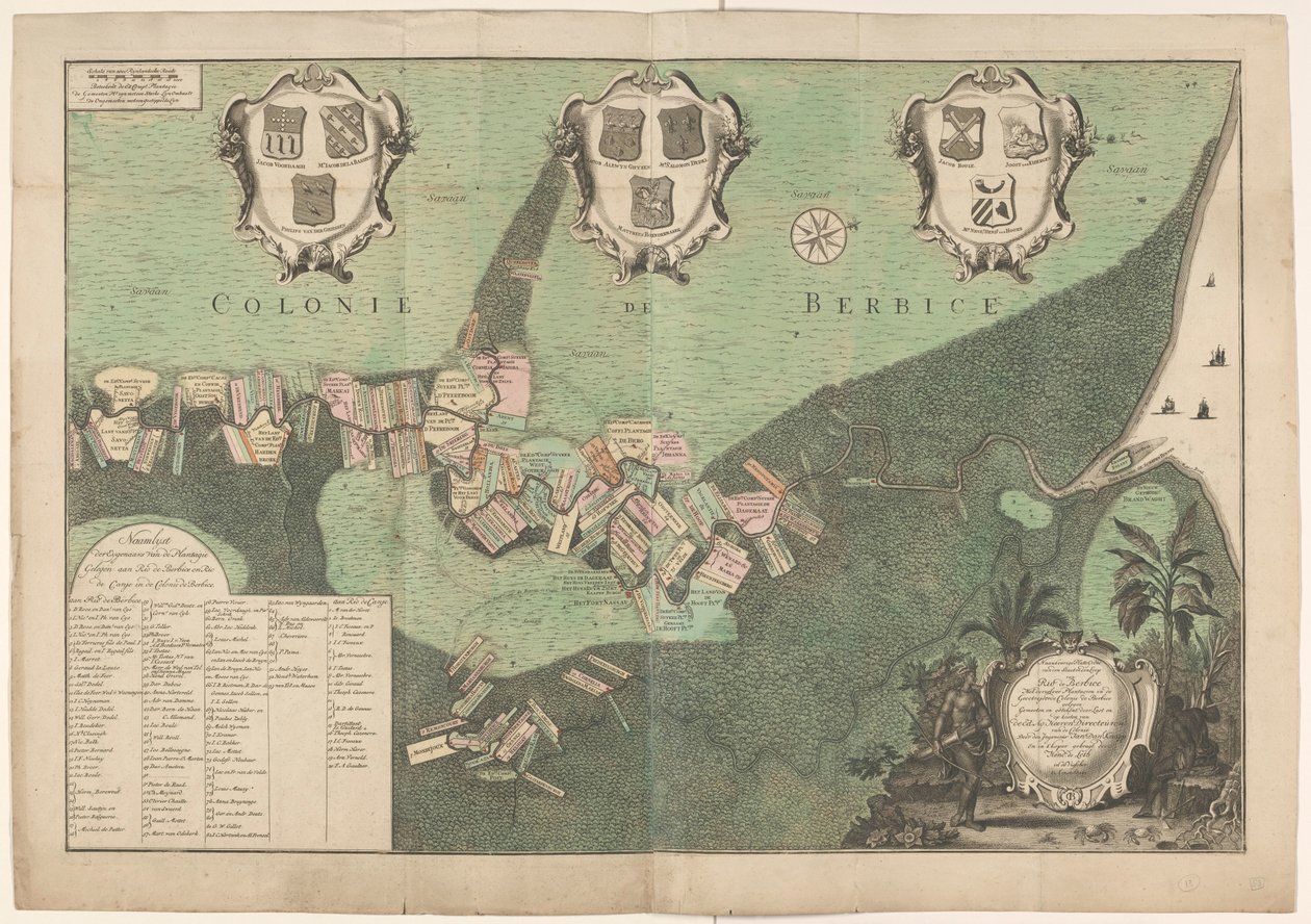 Accurate Map of the State and Course of the Rio de Berbice. With Its Plantations in the Chartered Colony of Berbice by Jan Daniël Knapp