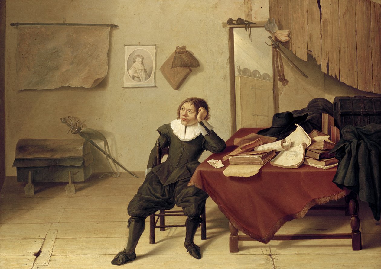 Interior of a Room with a Man Seated at a Table, 17th Century by Jan Davidsz de Heem