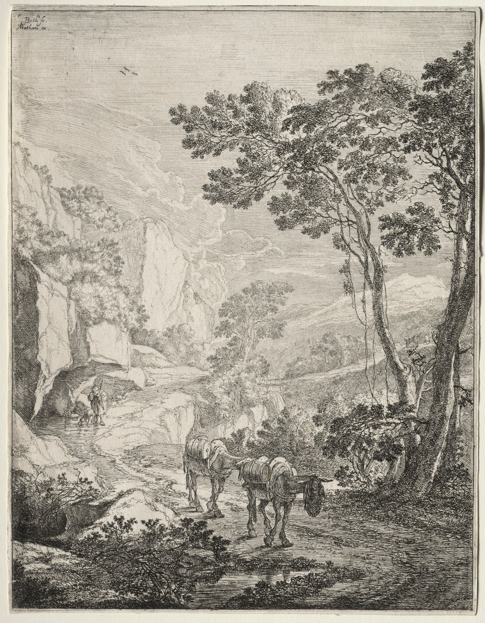 The Two Mules. Rocca Aquatico Near Ancona by Jan Dirksz Both