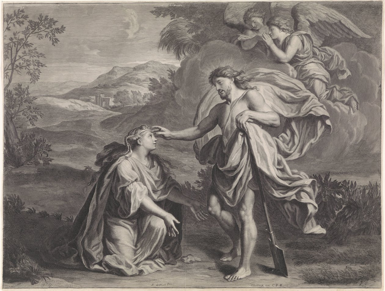 Christ Appears as a Gardener to Mary Magdalene (Noli me tangere) by Jan Edelinck (possibly)