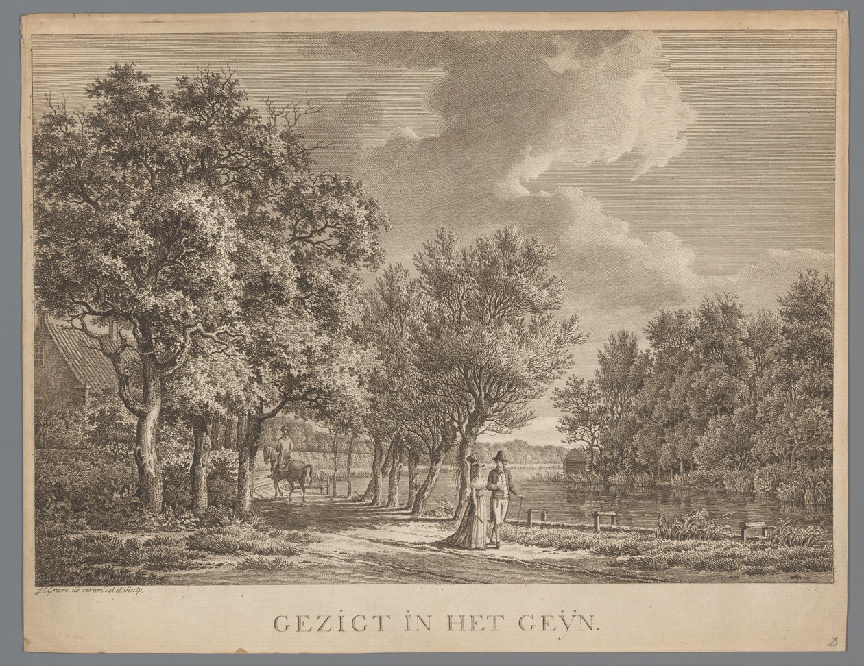 Landscape with a Couple Walking Along the Bank of the Gein by Jan Evert Grave