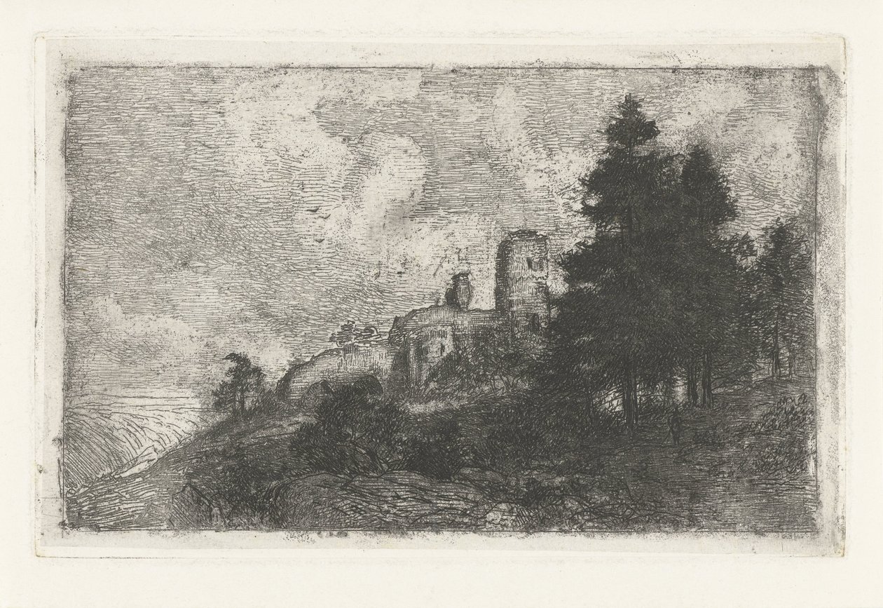 Hill Landscape with Ruin by Jan Frederik van Deventer