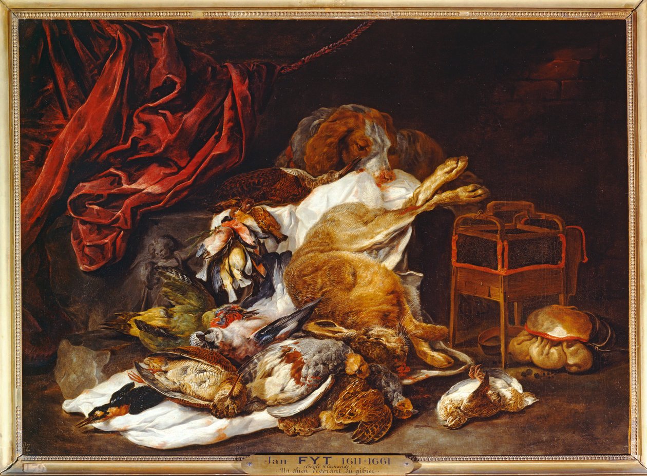 Dog Next to a Display of Dead Game by Jan Fyt