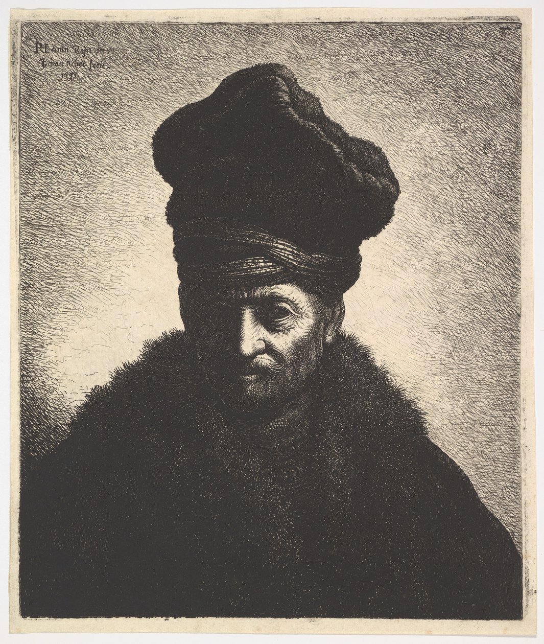 Portrait of a Man, after Rembrandt by Jan Georg van Vliet