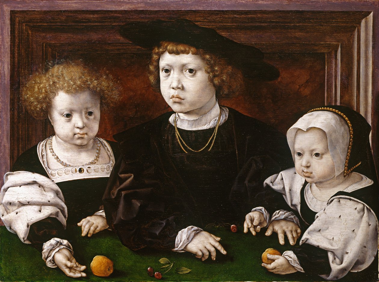 The Three Children of Christian II of Denmark (Dorothea, John and Christina) by Jan Gossaert