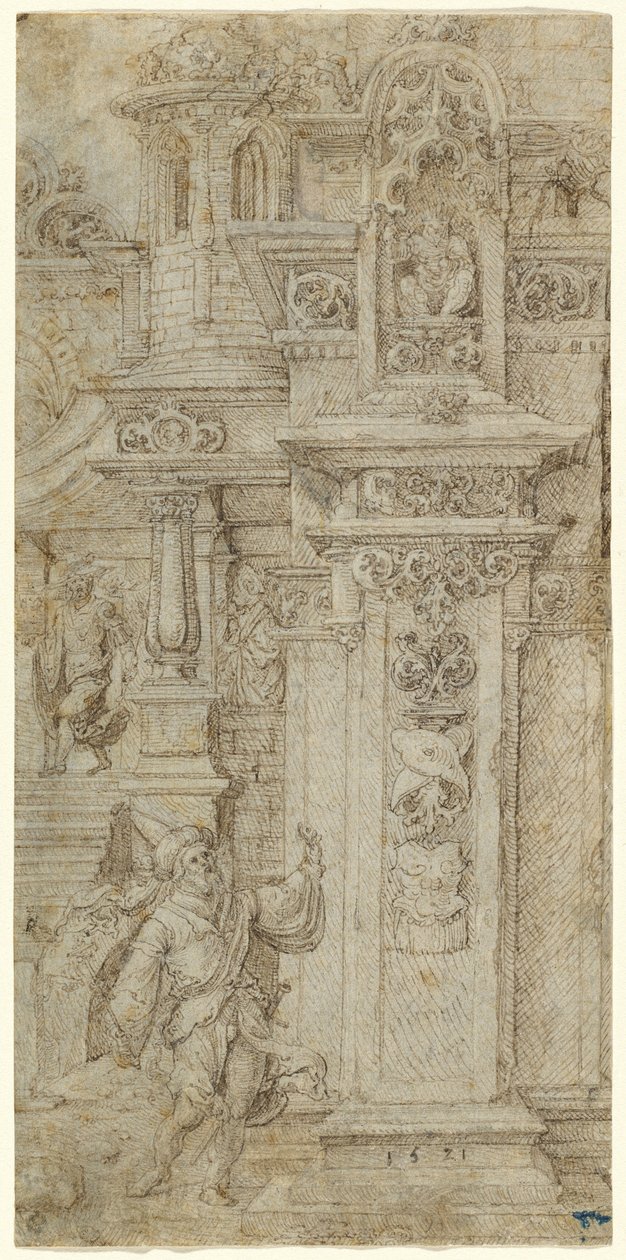 Two Kings and a Woman Leaving an Elaborate Palace by Jan Gossaert